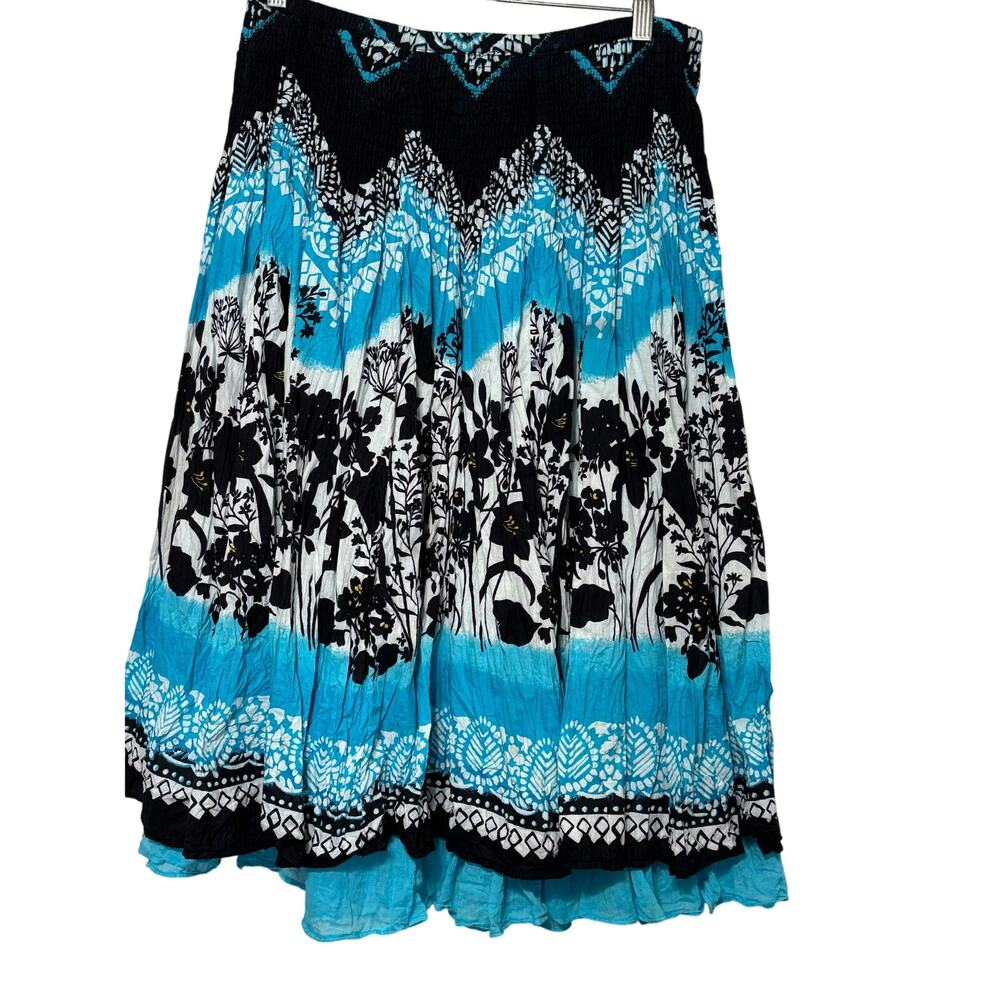 Drapers and Damons Boho Blue Cottagecore Skirt Layered Ruffle Smocked Petite M